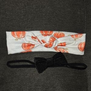 Carter's Pumpkin Print Headband and Black Bow Set